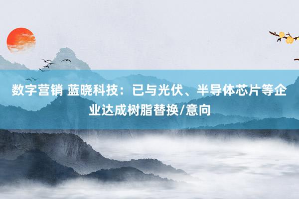 数字营销 蓝晓科技：已与光伏、半导体芯片等企业达成树脂替换/意向