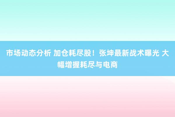 市场动态分析 加仓耗尽股！张坤最新战术曝光 大幅增握耗尽与电商