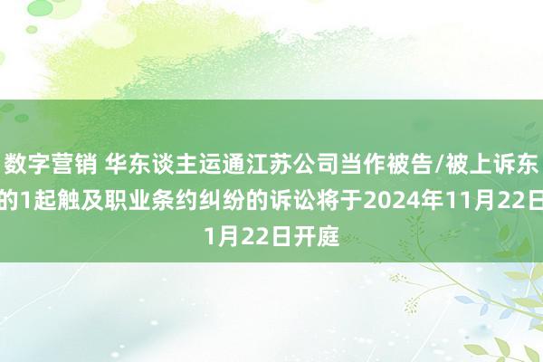 数字营销 华东谈主运通江苏公司当作被告/被上诉东谈主的1起触及职业条约纠纷的诉讼将于2024年11月22日开庭