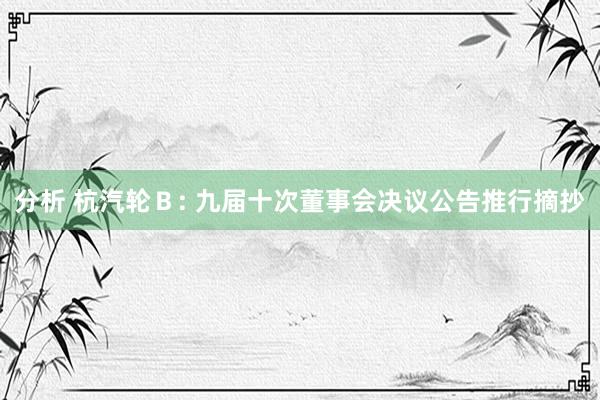 分析 杭汽轮Ｂ: 九届十次董事会决议公告推行摘抄