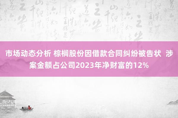 市场动态分析 棕榈股份因借款合同纠纷被告状  涉案金额占公司2023年净财富的12%