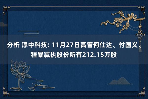 分析 淳中科技: 11月27日高管何仕达、付国义、程暴减执股份所有212.15万股