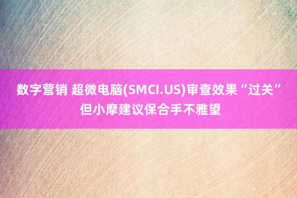 数字营销 超微电脑(SMCI.US)审查效果“过关” 但小摩建议保合手不雅望