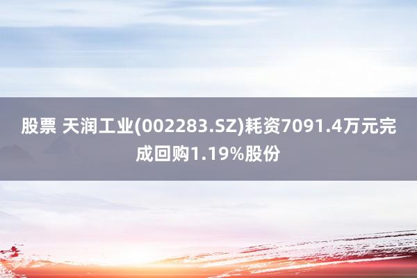 股票 天润工业(002283.SZ)耗资7091.4万元完成回购1.19%股份