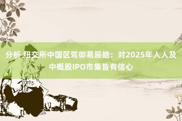 分析 纽交所中国区驾御葛辰皓：对2025年人人及中概股IPO市集皆有信心