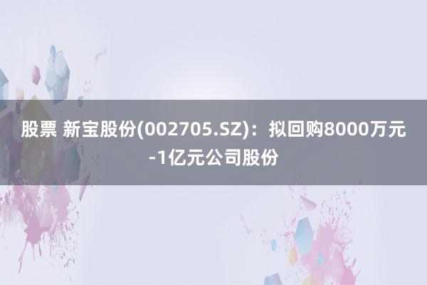 股票 新宝股份(002705.SZ)：拟回购8000万元-1亿元公司股份