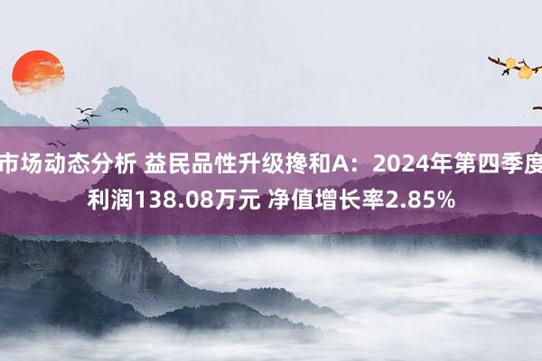 市场动态分析 益民品性升级搀和A：2024年第四季度利润138.08万元 净值增长率2.85%