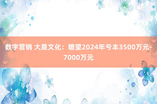 数字营销 大晟文化：瞻望2024年亏本3500万元-7000万元