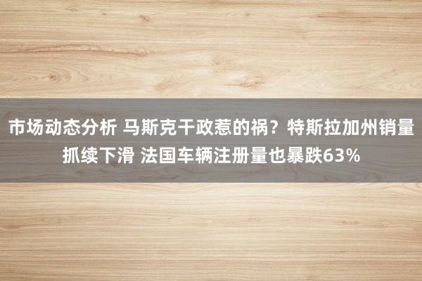 市场动态分析 马斯克干政惹的祸？特斯拉加州销量抓续下滑 法国车辆注册量也暴跌63%