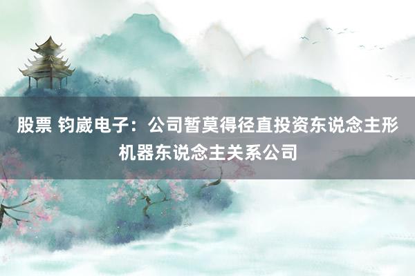 股票 钧崴电子：公司暂莫得径直投资东说念主形机器东说念主关系公司