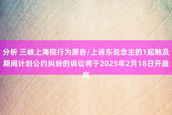 分析 三峡上海院行为原告/上诉东说念主的1起触及期间计划公约纠纷的诉讼将于2025年2月18日开庭