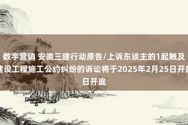 数字营销 安徽三建行动原告/上诉东谈主的1起触及建设工程施工公约纠纷的诉讼将于2025年2月25日开庭