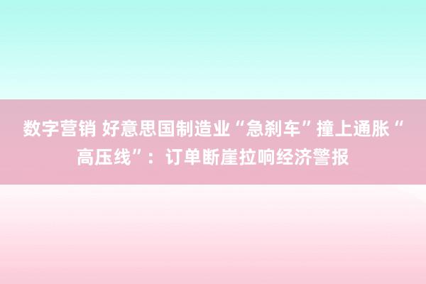 数字营销 好意思国制造业“急刹车”撞上通胀“高压线”：订单断崖拉响经济警报