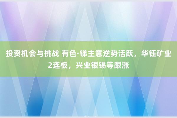 投资机会与挑战 有色·锑主意逆势活跃，华钰矿业2连板，兴业银锡等跟涨