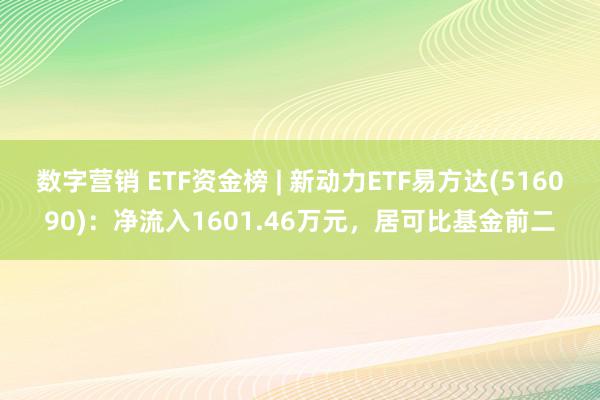 数字营销 ETF资金榜 | 新动力ETF易方达(516090)：净流入1601.46万元，居可比基金前二