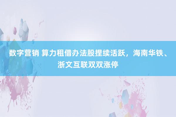 数字营销 算力租借办法股捏续活跃，海南华铁、浙文互联双双涨停