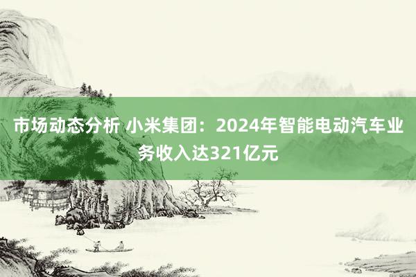 市场动态分析 小米集团：2024年智能电动汽车业务收入达321亿元